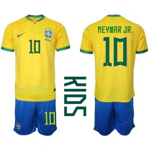 Brazílie Neymar Jr #10 Dětské Domácí dres komplet MS 2022 Krátký Rukáv (+ trenýrky)